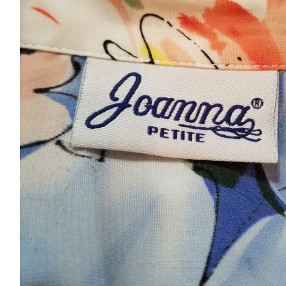 VTG Floral Blouse Joanna Petite Button Up Shirt Women's Medium 3/4 Sleeve - Picture 7 of 9